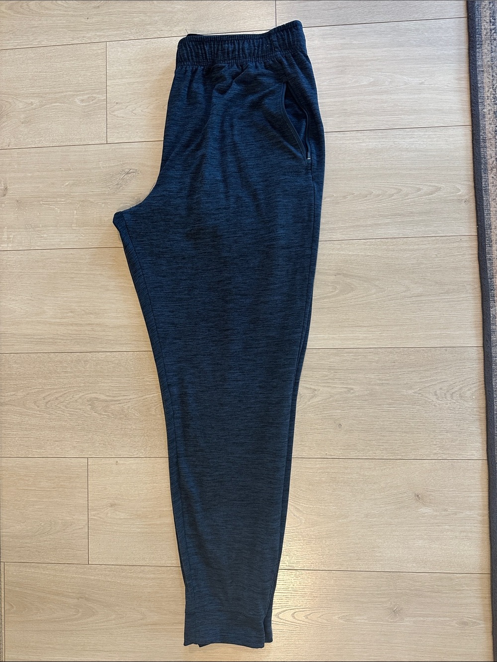 Men's Navy/Black Heathered Athletic Jogger Pants with Elastic Waist